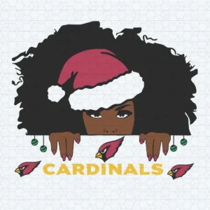 Arizona Cardinals Santa Black Girl Happy Christmas SVG