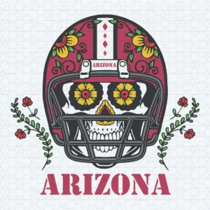 Arizona Cardinals Skull Helmet With Flowers SVG