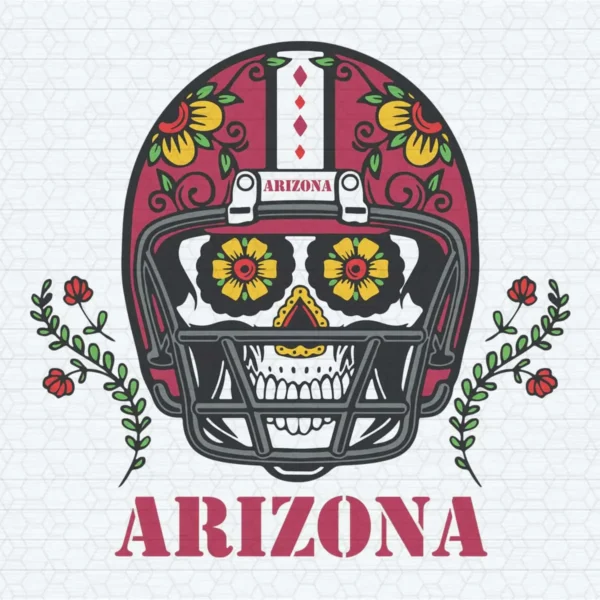 Arizona Cardinals Skull Helmet With Flowers SVG
