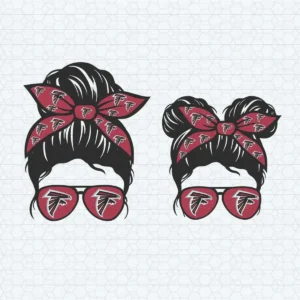Atlanta Falcons Football Messy Bun Mom And Kid SVG, Sport SVG