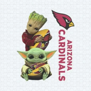 Baby Yoda And Groot Hug Arizona Cardinals NFL PNG