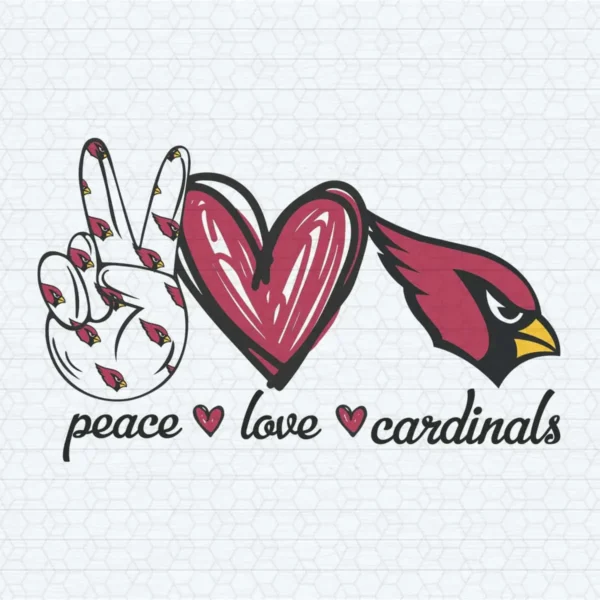 Peace Love Cardinals NFL Team Logo SVG