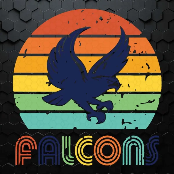 Falcons SVG Falcons Sublimation Design Retro Sunset SVG
