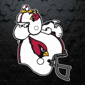 Snoopy And Woodstock Resting On Arizona Cardinals Helmet SVG