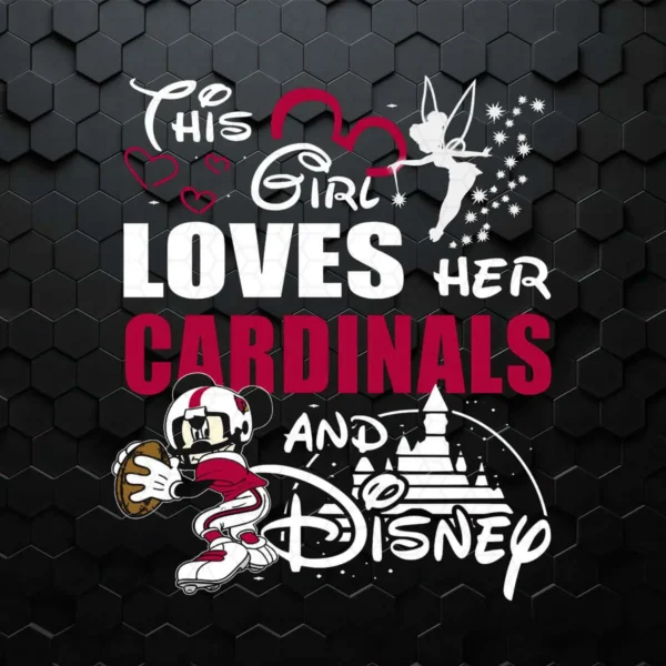 This Girl Loves Her Arizona Cardinals And Mickey Disney PNG