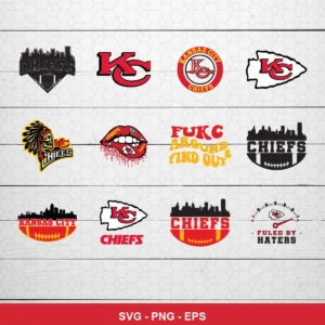 modern cartoon with bold graphic elements Chiefs player SVG expressing team pride and boldness for Cricut and Silhouette
