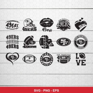 modern minimalist, monochrome silhouette 49ers player SVG expressing team pride and fandom for Cricut and Silhouette