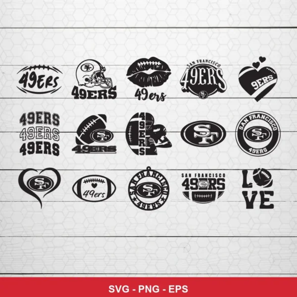modern minimalist, monochrome silhouette 49ers player SVG expressing team pride and fandom for Cricut and Silhouette