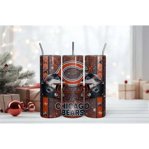 3D Chicago Bears Logo NFL Season 20oz Tumbler Design PNG