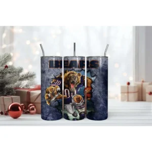 3D Mascot Chicago Bears 20oz Tumbler Wrap PNG