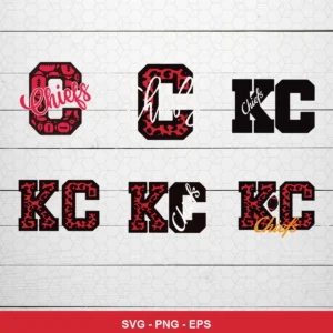 modern, typographic with sports-themed pattern fills Chiefs player SVG for Cricut and Silhouette
