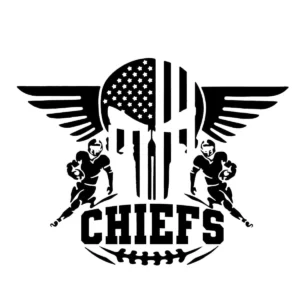 bold and modern with vintage influences Chiefs logo SVG design showing excitement and pride for Cricut and Silhouette cutting machines