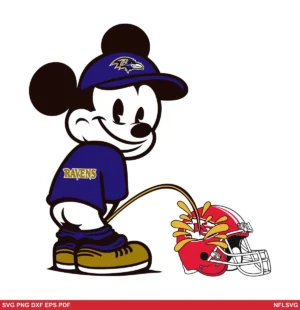 cartoon, humorous, and provocative with bold, simple lines and flat colors Baltimore Ravens SVG helmet design expressing mocking, humorous, provocative for Cricut and Silhouette cutting machines