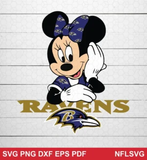 cartoon, modern, clean vector art Baltimore Ravens SVG classic design expressing cheerful, supportive for Cricut and Silhouette cutting machines