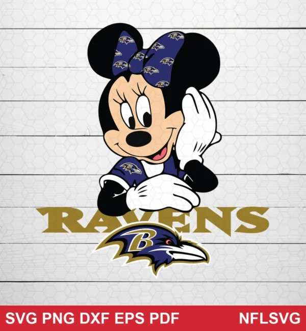 cartoon, modern, clean vector art Baltimore Ravens SVG classic design expressing cheerful, supportive for Cricut and Silhouette cutting machines
