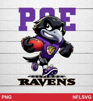 modern cartoon style with bold lines and vibrant colors Baltimore Ravens SVG mascot design expressing team pride and energy for Cricut and Silhouette cutting machines