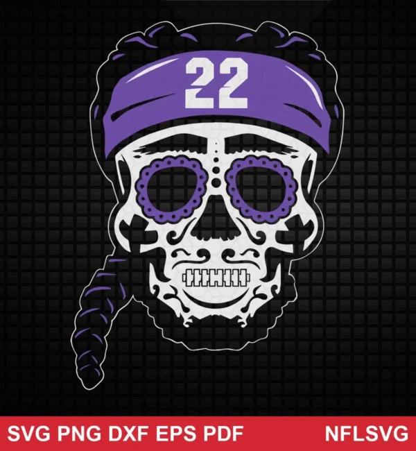 modern cartoon with Day of the Dead (sugar skull) motif Baltimore Ravens SVG jersey design expressing intrigue and team pride for Cricut and Silhouette cutting machines