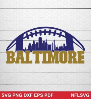 modern minimalist with silhouette and bold typography Baltimore Ravens SVG classic design expressing pride and city/team identity for Cricut and Silhouette cutting machines