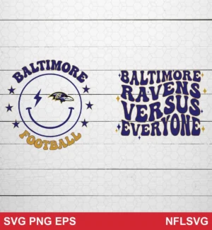 modern minimalist with vintage typography influence Baltimore Ravens SVG bold design expressing team pride and defiance for Cricut and Silhouette cutting machines