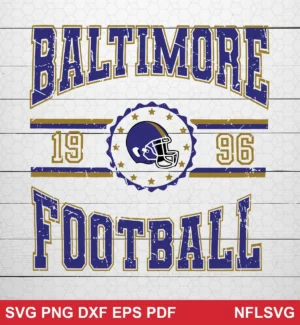 vintage distressed typography with classic football helmet emblem Baltimore Ravens SVG vintage design expressing nostalgia and team pride for Cricut and Silhouette cutting machines