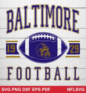 vintage, classic football emblem style with bold typography and simple graphic elements Baltimore Ravens SVG vintage design expressing nostalgia and pride for Cricut and Silhouette cutting machines