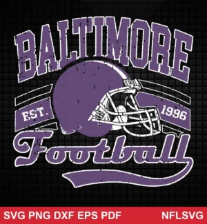 vintage, distressed, classic sports emblem style Baltimore Ravens SVG helmet design expressing nostalgia, pride for Cricut and Silhouette cutting machines