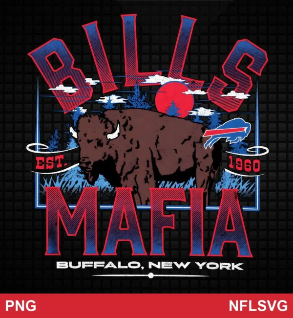 vintage-inspired, rustic cartoon style with distressed texture Buffalo Bills SVG classic design expressing pride and loyalty for Cricut and Silhouette cutting machines