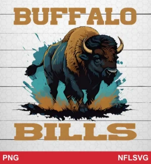 modern digital illustration with bold, dynamic brush strokes and a splash paint effect Buffalo Bills SVG bold design expressing strength and pride for Cricut and Silhouette cutting machines