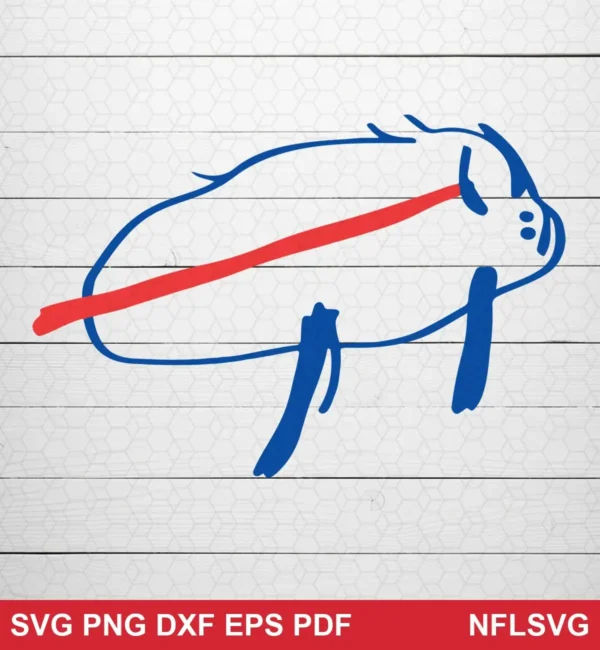 minimalist, modern, abstract line art Buffalo Bills SVG logo design expressing team pride and simplicity for Cricut and Silhouette cutting machines