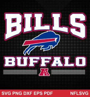 modern, clean, and bold with block lettering and team logo centered Buffalo Bills SVG logo design expressing team pride and boldness for Cricut and Silhouette cutting machines