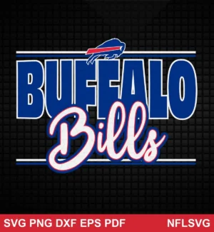 modern, clean typography-based logo design with team colors Buffalo Bills SVG logo design expressing team pride and identity for Cricut and Silhouette cutting machines