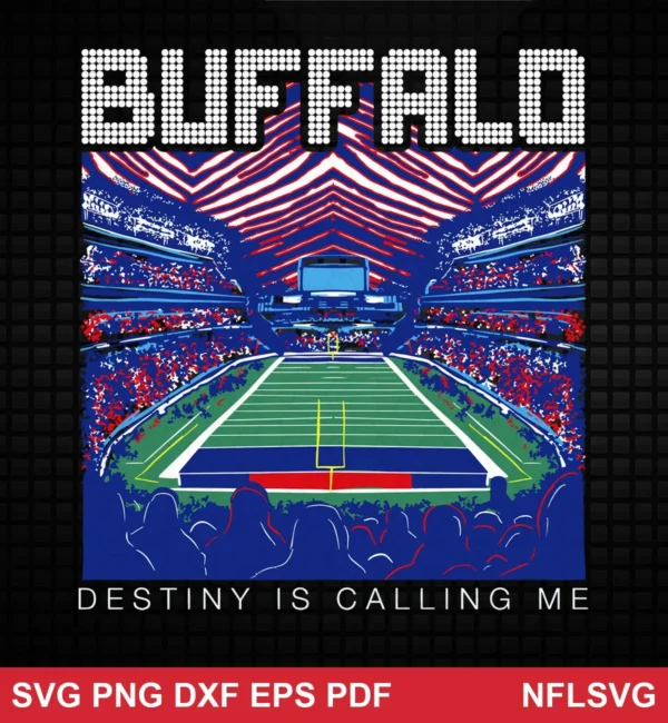 modern digital illustration with a stylized, semi-abstract stadium scene Buffalo Bills SVG bold design expressing inspiration and pride for Cricut and Silhouette cutting machines