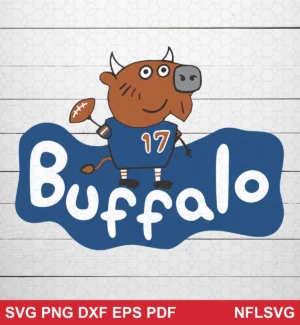 cartoon, playful, modern Buffalo Bills SVG cartoon design expressing friendly, fun, team pride for Cricut and Silhouette cutting machines