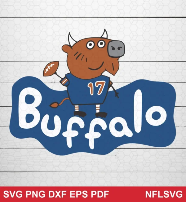 cartoon, playful, modern Buffalo Bills SVG cartoon design expressing friendly, fun, team pride for Cricut and Silhouette cutting machines