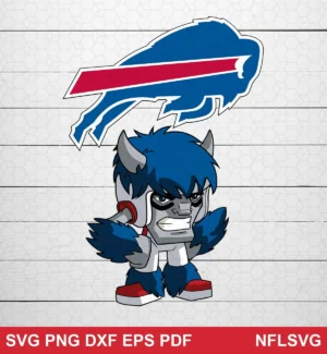 modern cartoon character mascot with bold outlines and exaggerated features Buffalo Bills SVG logo design expressing team pride and playful energy for Cricut and Silhouette cutting machines