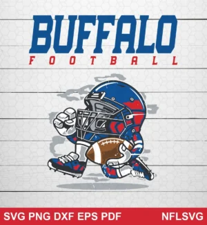 modern cartoon character style with bold outlines and dynamic motion Buffalo Bills SVG cartoon design expressing excitement and team pride for Cricut and Silhouette cutting machines