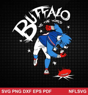 modern cartoon style with bold outlines and exaggerated character features Buffalo Bills SVG cartoon design expressing defiance and aggression for Cricut and Silhouette cutting machines