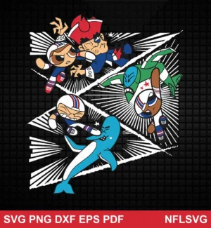cartoon, dynamic, comic-style with exaggerated action lines and bold outlines Buffalo Bills SVG cartoon design expressing competitive aggression and team pride for Cricut and Silhouette cutting machines