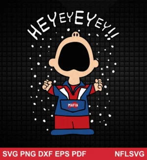 cartoon, modern, minimalist Buffalo Bills SVG cartoon design expressing enthusiasm, fan pride for Cricut and Silhouette cutting machines