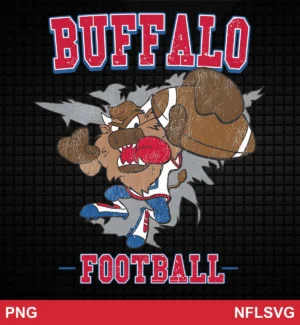 cartoon, modern with distressed/vintage texture overlay Buffalo Bills SVG mascot design expressing team pride and energy for Cricut and Silhouette cutting machines