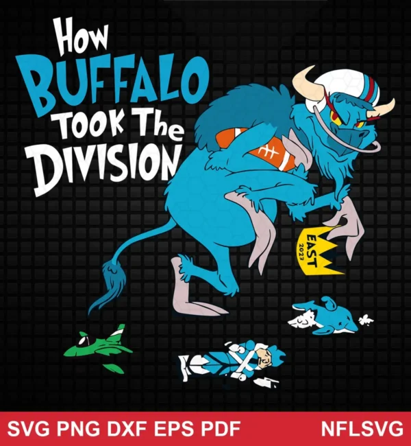 cartoon, playful, modern with a vintage monster character twist Buffalo Bills SVG king design expressing triumph, dominance, playful rivalry for Cricut and Silhouette cutting machines