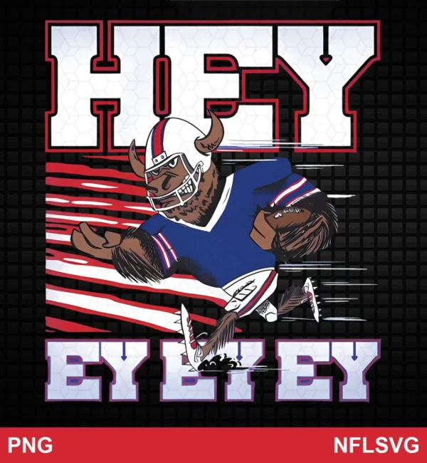 modern cartoon style with dynamic motion lines and bold typography Buffalo Bills SVG mascot design expressing energy and team pride for Cricut and Silhouette cutting machines