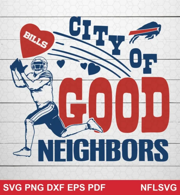 modern cartoon style with clean lines and bold typography Buffalo Bills SVG classic design expressing positive, community pride for Cricut and Silhouette cutting machines