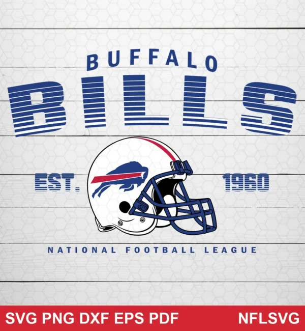 vintage classic logo style with clean, bold typography and a simple, iconic helmet illustration Buffalo Bills SVG logo design expressing nostalgia and team pride for Cricut and Silhouette cutting machines