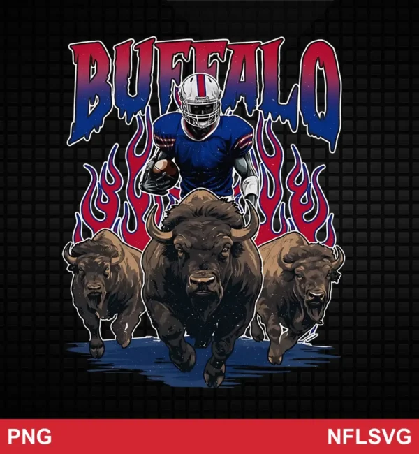 modern cartoon with dynamic and aggressive illustration style Buffalo Bills SVG classic design expressing strength and fierceness for Cricut and Silhouette cutting machines