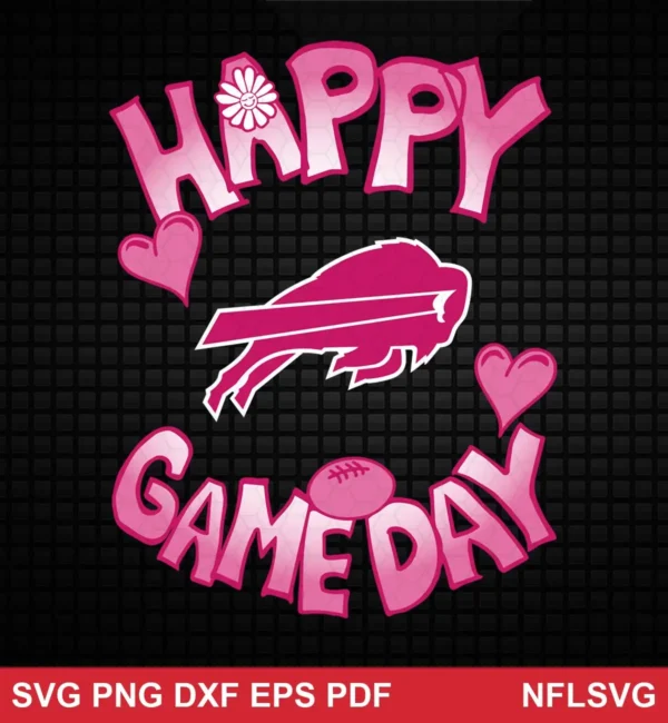 modern cartoon with playful, heart-themed typography Buffalo Bills SVG classic design expressing joyful, celebratory for Cricut and Silhouette cutting machines