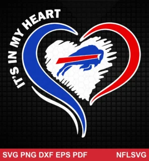 modern, clean, and minimalist with a heart-shaped motif incorporating team colors and logo Buffalo Bills SVG classic design expressing love, pride, and loyalty for Cricut and Silhouette cutting machines