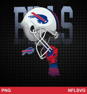 modern digital illustration with a clean, bold, and slightly textured look; uses hexagonal pattern overlay and halftone shading Buffalo Bills SVG helmet design expressing pride and team spirit for Cricut and Silhouette cutting machines