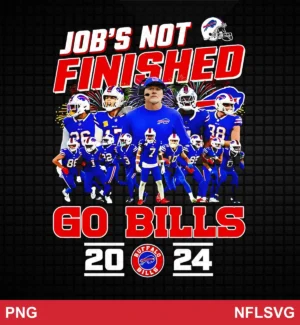 modern digital collage with cartoonish player illustrations and bold typography Bills classic design expressing motivation and team pride for Cricut and Silhouette cutting machines