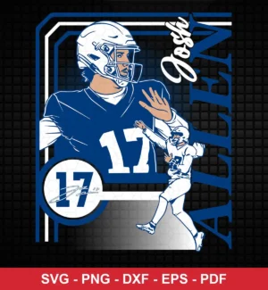 modern, clean vector art with a focus on player illustration Bills classic design expressing celebration and admiration for Cricut and Silhouette cutting machines